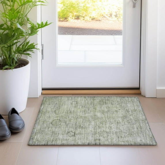 Addison Rugs Chantille Indoor/Outdoor Transitional Border Sage Machine Washable Rectangle Rug, 1'8" x 2'6"