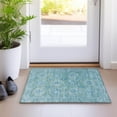 thumbnail image 1 of Addison Rugs Chantille Indoor/Outdoor Transitional Border Teal Machine Washable Rectangle Rug, 1'8" x 2'6", 1 of 7