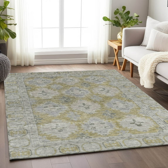 Addison Rugs Chantille Indoor/Outdoor Transitional Border Wheat Machine Washable Rectangle Rug, 3' x 5'