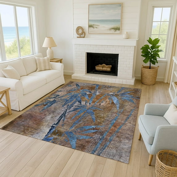 Addison Rugs Chantille Indoor/Outdoor Transitional Botanical Brown Machine Washable Rectangle Rug, 5' x 7'6"
