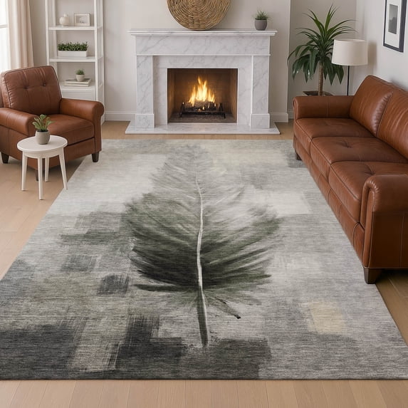 Addison Rugs Chantille Indoor/Outdoor Transitional Botanical Pewter Machine Washable Rectangle Rug, 3' x 5'