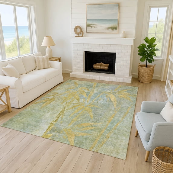 Addison Rugs Chantille Indoor/Outdoor Transitional Botanical Sage Machine Washable Rectangle Rug, 10' x 14'