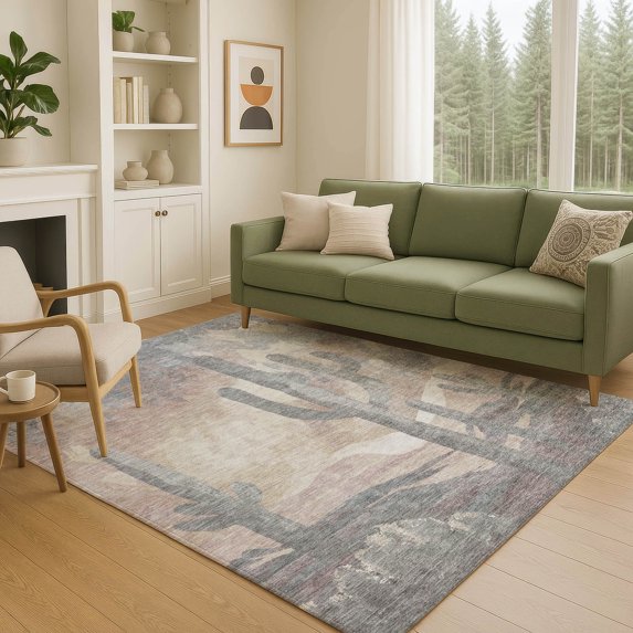 Addison Rugs Chantille Indoor/Outdoor Transitional Botanical Taupe Machine Washable Rectangle Rug, 9' x 12'