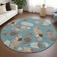 thumbnail image 1 of Addison Rugs Chantille Indoor/Outdoor Transitional Botanical Teal Machine Washable Round Rug, 8' x 8', 1 of 7