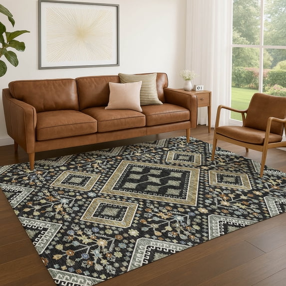 Addison Rugs Chantille Indoor/Outdoor Transitional Casual Black Machine Washable Rectangle Rug, 10' x 14'