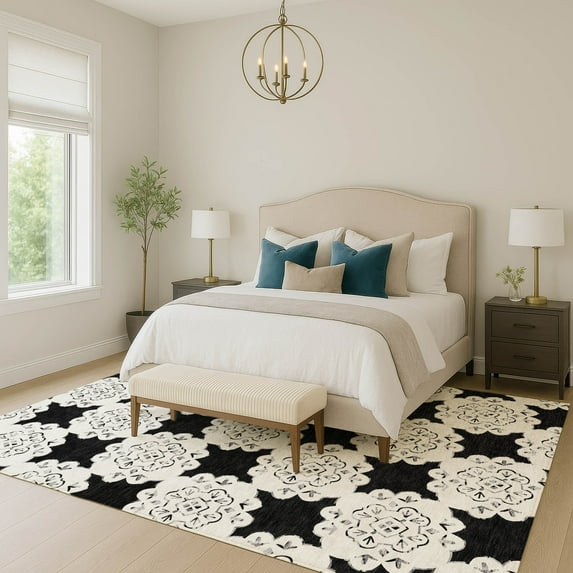 Addison Rugs Chantille Indoor/Outdoor Transitional Casual Black Machine Washable Rectangle Rug, 3' x 5'