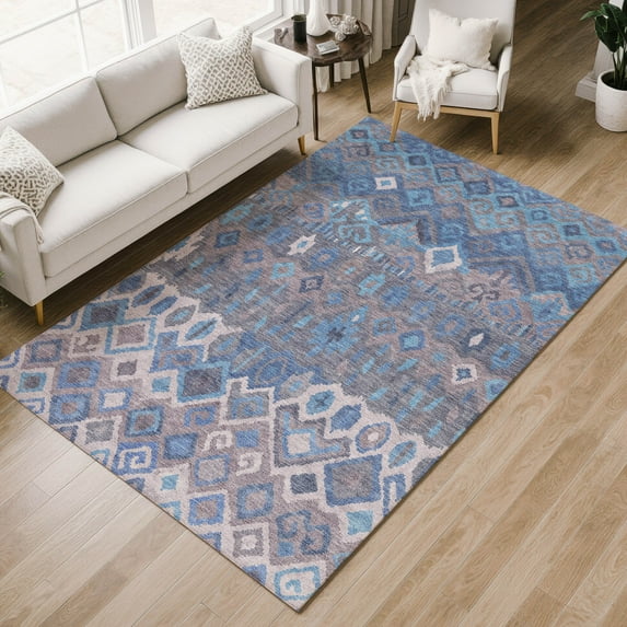 Addison Rugs Chantille Indoor/Outdoor Transitional Casual Blue Machine Washable Rectangle Rug, 10' x 14'