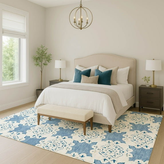 Addison Rugs Chantille Indoor/Outdoor Transitional Casual Blue Machine Washable Rectangle Rug, 9' x 12'