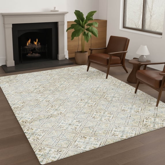Addison Rugs Chantille Indoor/Outdoor Transitional Casual Ivory Machine Washable Rectangle Rug, 8' x 10'