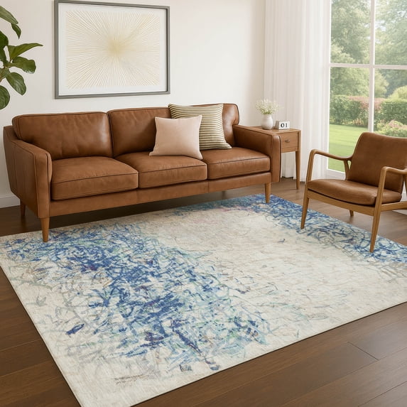 Addison Rugs Chantille Indoor/Outdoor Transitional Casual Navy Machine Washable Rectangle Rug, 3' x 5'