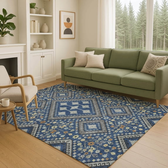 Addison Rugs Chantille Indoor/Outdoor Transitional Casual Navy Machine Washable Rectangle Rug, 5' x 7'6"