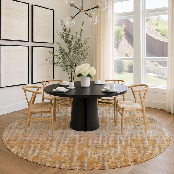 Addison Rugs Chantille Indoor/Outdoor Transitional Casual Orange Machine Washable Round Rug, 8' x 8'