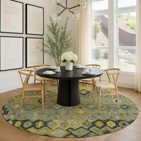 Addison Rugs Chantille Indoor/Outdoor Transitional Casual Pewter Machine Washable Round Rug, 8' x 8'