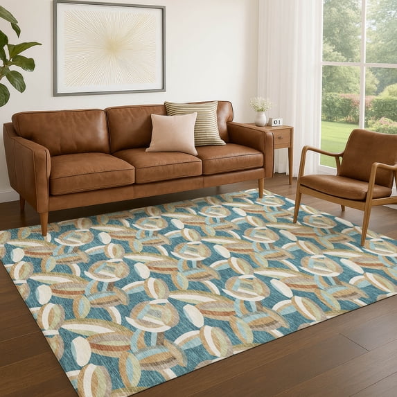 Addison Rugs Chantille Indoor/Outdoor Transitional Casual Teal Machine Washable Rectangle Rug, 8' x 10'