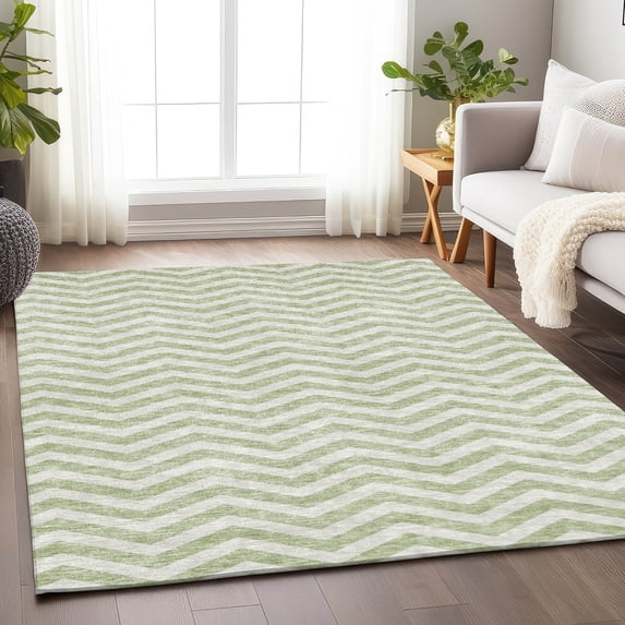 Addison Rugs Chantille Indoor/Outdoor Transitional Chevron Aloe Washable Rectangle Rug, 9' x 12'