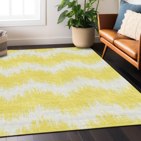Addison Rugs Chantille Indoor/Outdoor Transitional Chevron Yellow Washable Rectangle Rug, 9' x 12'