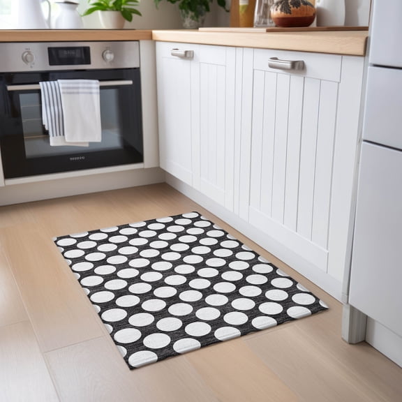 Addison Rugs Chantille Indoor/Outdoor Transitional Circles Black Washable Rectangle Rug, 1'8" x 2'6"