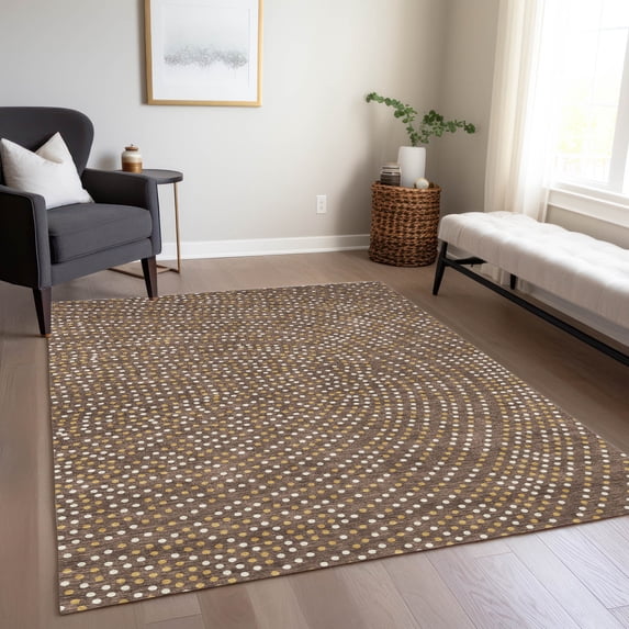 Addison Rugs Chantille Indoor/Outdoor Transitional Circles Brown Washable Rectangle Rug, 2'6" x 3'10"