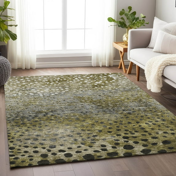 Addison Rugs Chantille Indoor/Outdoor Transitional Circles Brown Washable Rectangle Rug, 3' x 5'