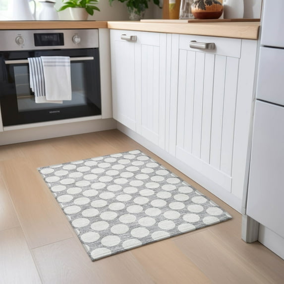 Addison Rugs Chantille Indoor/Outdoor Transitional Circles Gray Washable Rectangle Rug, 1'8" x 2'6"