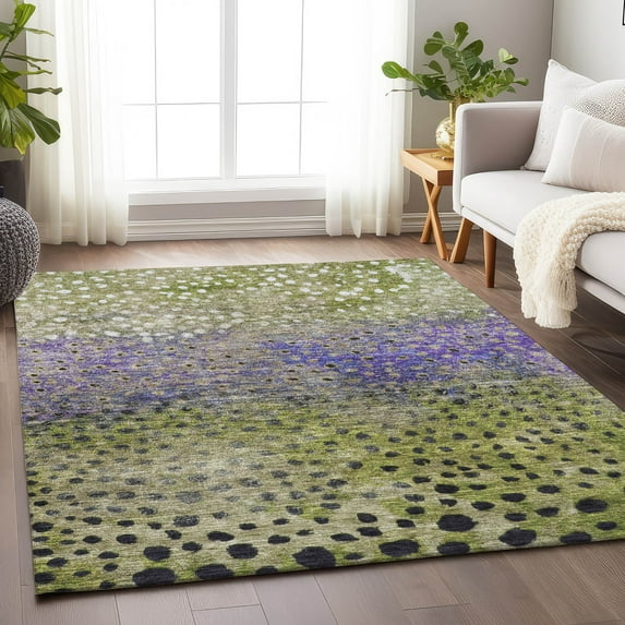Addison Rugs Chantille Indoor/Outdoor Transitional Circles Green Washable Rectangle Rug, 9' x 12'