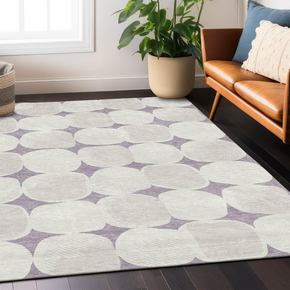 Addison Rugs Chantille Indoor/Outdoor Transitional Circles Lavender Washable Rectangle Rug, 3' x 5'