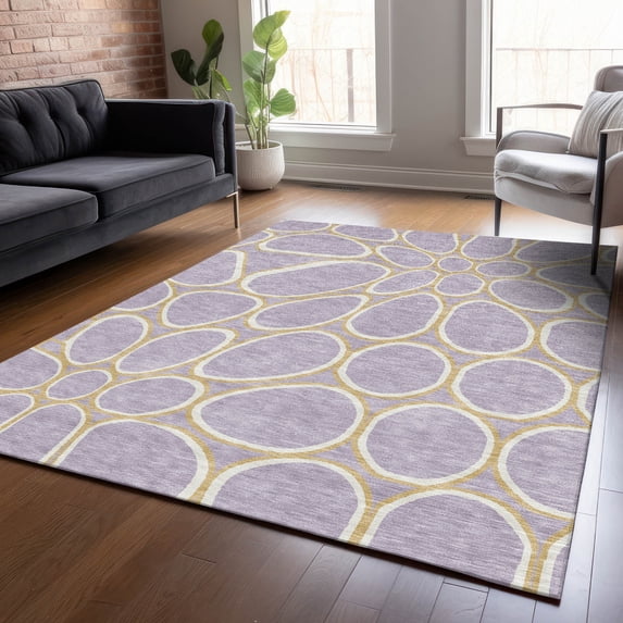 Addison Rugs Chantille Indoor/Outdoor Transitional Circles Lavender Washable Rectangle Rug, 5' x 7'6"