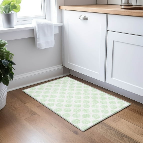 Addison Rugs Chantille Indoor/Outdoor Transitional Circles Mint Washable Rectangle Rug, 1'8" x 2'6"