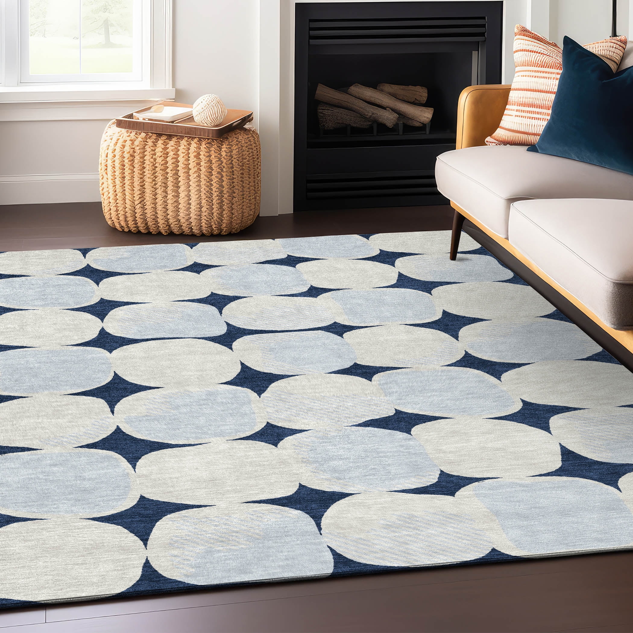 Addison Rugs Chantille Indoor/Outdoor Transitional Circles Navy ...