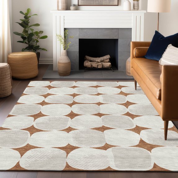 Addison Rugs Chantille Indoor/Outdoor Transitional Circles Paprika Washable Rectangle Rug, 3' x 5'