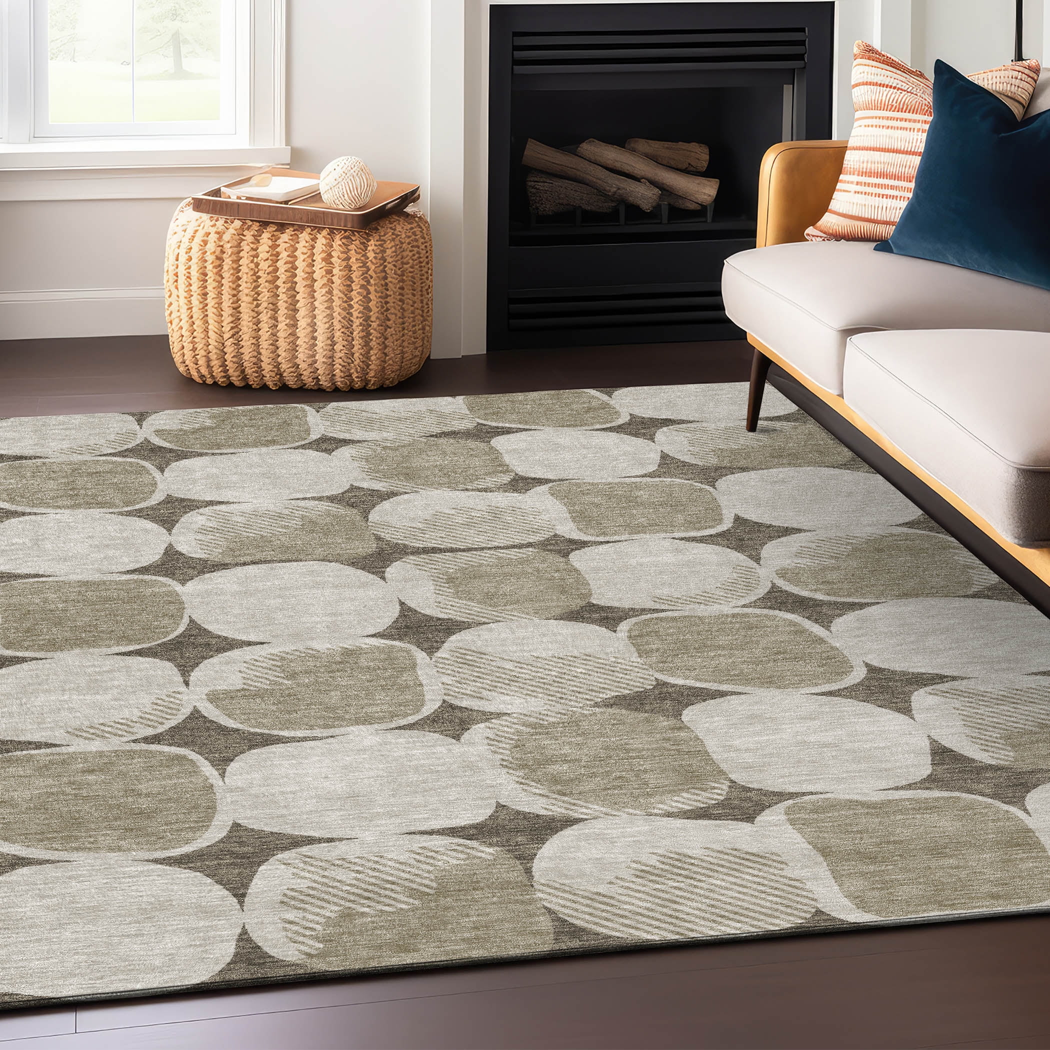 Addison Rugs Chantille Indoor/Outdoor Transitional Circles Taupe ...