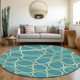 thumbnail image 1 of Addison Rugs Chantille Indoor/Outdoor Transitional Circles Teal Washable Round Rug, 8' x 8', 1 of 6