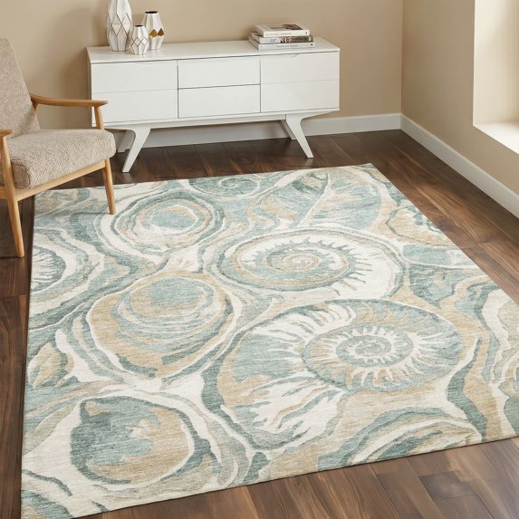 Addison Rugs Chantille Indoor/Outdoor Transitional Coastal Seafoam Machine Washable Rectangle Rug, 9' x 12'