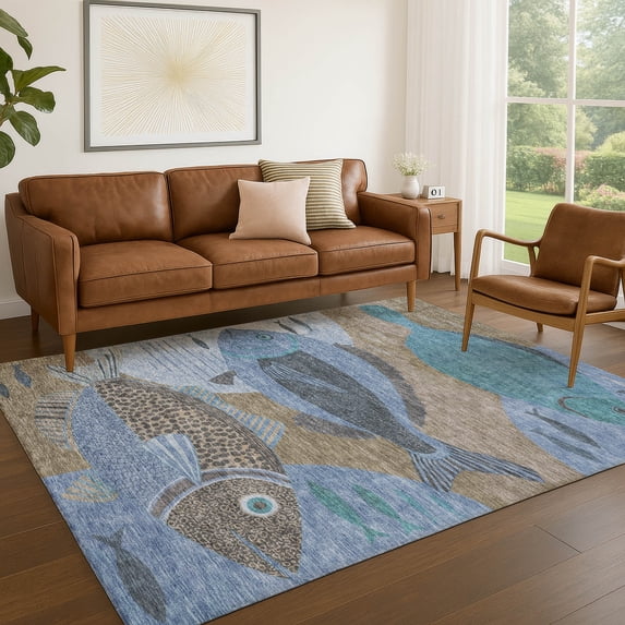 Addison Rugs Chantille Indoor/Outdoor Transitional Coastal Taupe Machine Washable Rectangle Rug, 10' x 14'