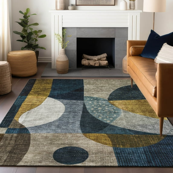 Addison Rugs Chantille Indoor/Outdoor Transitional Contemporary Blue Washable Rectangle Rug, 5' x 7'6"