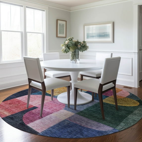 Addison Rugs Chantille Indoor/Outdoor Transitional Contemporary Green Washable Round Rug, 8' x 8'
