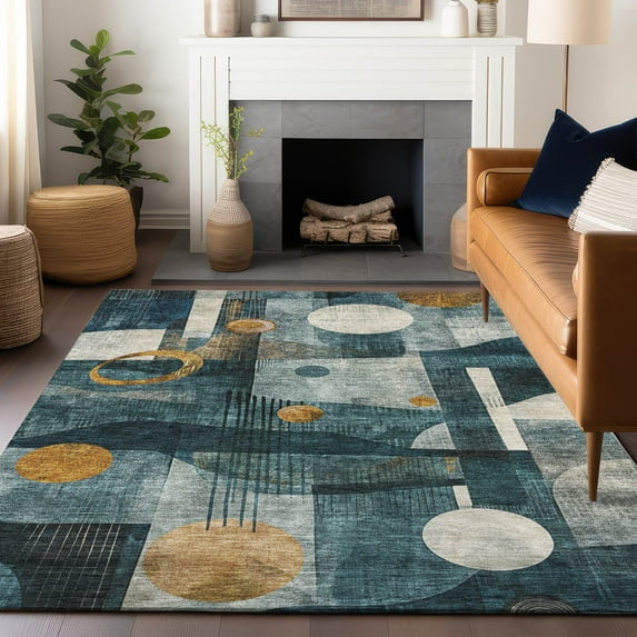 Addison Rugs Chantille Indoor/Outdoor Transitional Contemporary Teal Washable Rectangle Rug, 10' x 14'