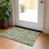 Addison Rugs Chantille Indoor/Outdoor Transitional Damask Aloe Washable Rectangle Rug, 1'8" x 2'6"