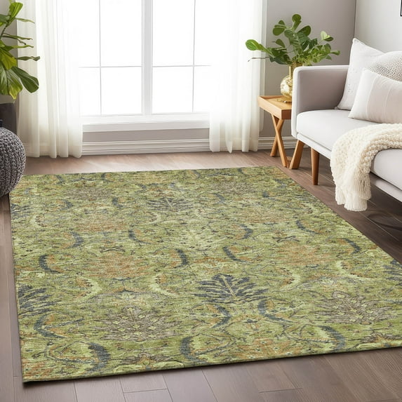 Addison Rugs Chantille Indoor/Outdoor Transitional Damask Aloe Washable Rectangle Rug, 10' x 14'