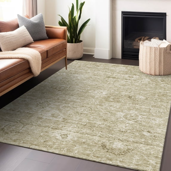 Addison Rugs Chantille Indoor/Outdoor Transitional Damask Beige Washable Rectangle Rug, 9' x 12'