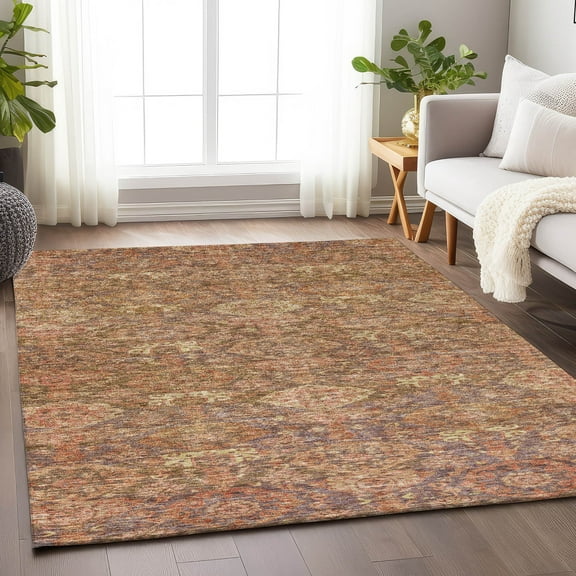 Addison Rugs Chantille Indoor/Outdoor Transitional Damask Brown Washable Rectangle Rug, 10' x 14'