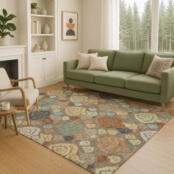 Addison Rugs Chantille Indoor/Outdoor Transitional Damask Chocolate Machine Washable Rectangle Rug, 9' x 12'