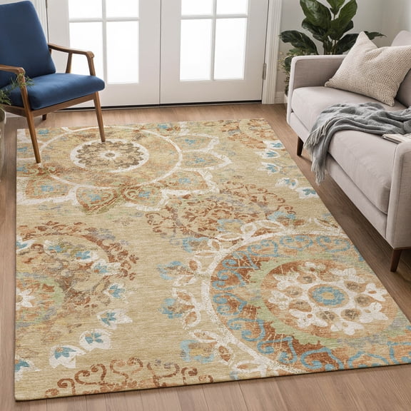 Addison Rugs Chantille Indoor/Outdoor Transitional Damask Copper Machine Washable Rectangle Rug, 10' x 14'