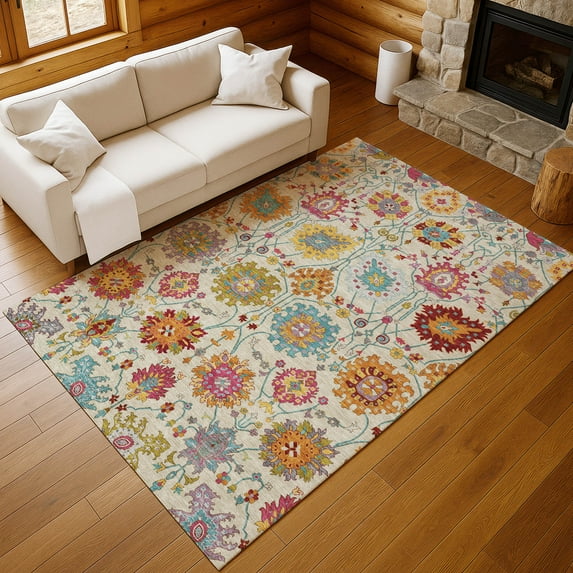 Addison Rugs Chantille Indoor/Outdoor Transitional Damask Linen Machine Washable Rectangle Rug, 10' x 14'