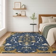 thumbnail image 1 of Addison Rugs Chantille Indoor/Outdoor Transitional Damask Navy Machine Washable Rectangle Rug, 5' x 7'6", 1 of 8