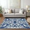 thumbnail image 1 of Addison Rugs Chantille Indoor/Outdoor Transitional Damask Navy Washable Rectangle Rug, 9' x 12', 1 of 6