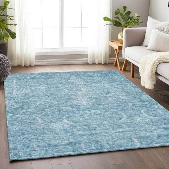 Addison Rugs Chantille Indoor/Outdoor Transitional Damask Sky Washable Rectangle Rug, 3' x 5'
