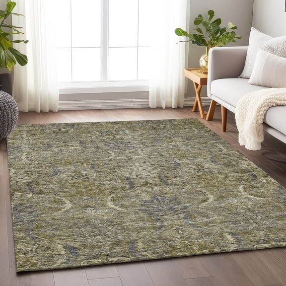 Addison Rugs Chantille Indoor/Outdoor Transitional Damask Taupe Washable Rectangle Rug, 10' x 14'