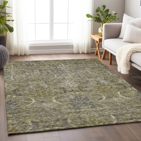 Addison Rugs Chantille Indoor/Outdoor Transitional Damask Taupe Washable Rectangle Rug, 8' x 10'