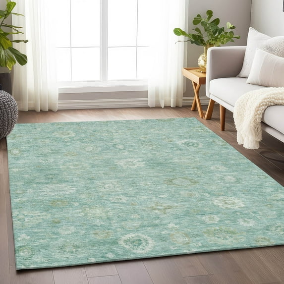 Addison Rugs Chantille Indoor/Outdoor Transitional Damask Teal Machine Washable Rectangle Rug, 2'6" x 3'10"